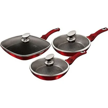 Nádobí BERLINGERHAUS Sada pánví s mramorovým povrchem 6 ks Burgundy Metallic Line BH-6189