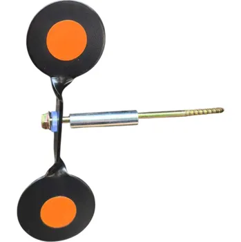 Čištění zbraně Prakový cvičný otočný terč 14 cm 3 mm Dvouhlavý kulatý ocelový terč 360° Montáž na stěnu strom Vnitřní venkovní použití oranžová