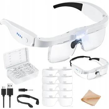 Lupa LUPA NA HLAVU BRÝLE PRECIZNÍ SILNÁ LED ČELOVÁ S KŠILTEM