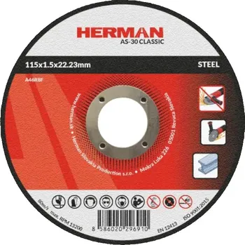Brusný kotouč HERMAN Řezný kotouč na ocel 115x1,5x22,23 mm AS-30 Classic
