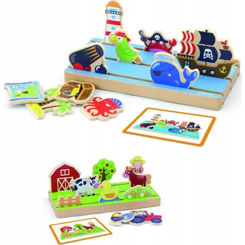 Dřevěná hračka Dřevěná Vzdělávací Puzzle Učí Vzdálenosti 2v1 Viga