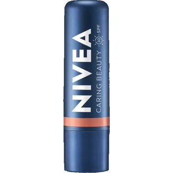 Péče o rty NIVEA CARING BEAUTY 3v1 NUDE Tónovací balzám na rty a tváře s SPF30 4,8g