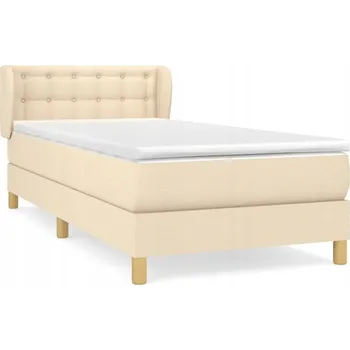 Postel Kontinentální postel krémová 193 x 93 x 78/88 cm s matrací 90 x 190 x 20 cm