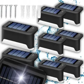 Venkovní osvětlení Solární lampa LED černá 8 ks, voděodolná s soumrakovým senzorem