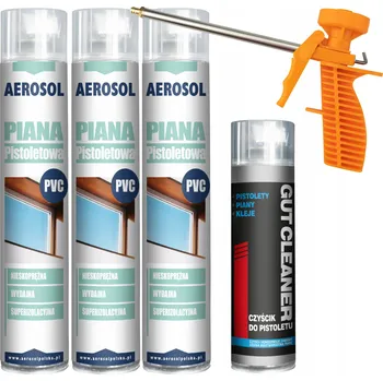 Montážní pěna NÍZKOEXPANZNÍ PĚNA PISTOLOVÁ SADA 3x750ml + ČISTIČ PISTOLÍ