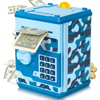 Pokladnička POKLADNIČKA SEJF BANKOMAT NA MINCE A BANKOVKY + PIN PRO DĚTI JAKO DÁREK