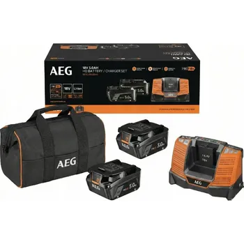 Akumulátor pro elektrické nářadí AEG 18 V 5 Ah Li-Ion 2 ks s nabíječkou
