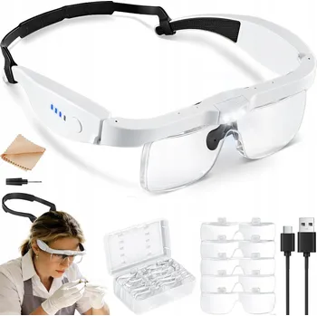 Lupa ZVĚTŠOVACÍ BRÝLE LUPA HODINÁŘSKÁ S LED OSVĚTLENÍM, ZVĚTŠENÍ 0,75x - 4x