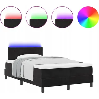 Postel Černá pružinová postel z aksamitu 203x120x88 cm s nastavitelným čelem