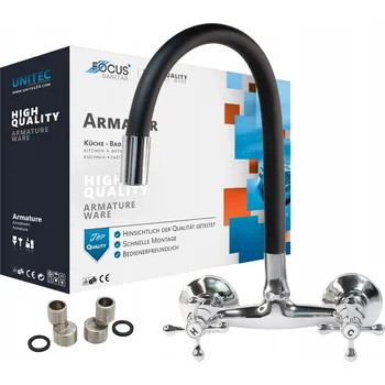 Vodovodní baterie Kuchyňská nástěnná baterie Focus Sanitar Focus černá, stříbrná