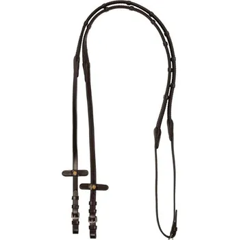 Otěže EQUESTRO gumové se zarážkami dark brown FULL