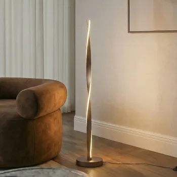 Lampička Lindby LED stojací lampa Jaren, černá/hnědá, 114 cm, CCT - Podstavec – průměr 22 cm, výška 4 cm hnědá, černá 1 x 17 W LED - Doprava zdarma