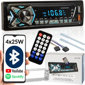 Autorádio AUTORÁDIO BLUETOOTH 1-DIN USB AUX SD MIKROFON DÁLKOVÉ OVLÁDÁNÍ BATERIE