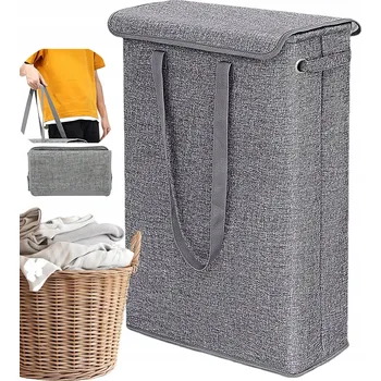 Koš na prádlo KOŠ NA PRÁDLO 45L S VÍKEM VELKÝ PŘENOSNÝ ÚZKÝ