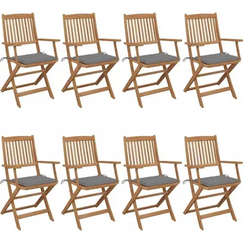 Skládací zahradní židle s polštáři, 8 ks, akáciové dřevo