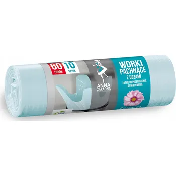 Pytle na odpadky ANNA ZARADNA Pytle na odpadky se stahovacími uchy, květinový vzor, 60 l, 10 Ks