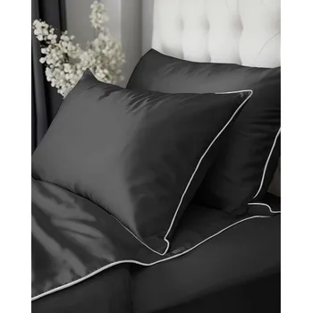 Povlečení Detexpol Povlečení jednobarevní Pure Collection 100% mako satén tmavě šedé 140x200, 70x80 cm