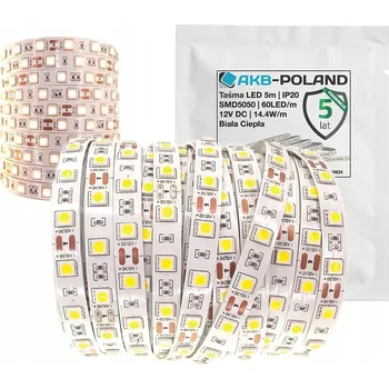 LED páska LED pásek 60 LED SMD5050 1M 14W 1080Lm Premium Teplá bílá