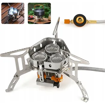 Turistický vařič Vynikající MINI turistický plynový vařič na kartuše s adaptérem 5800W