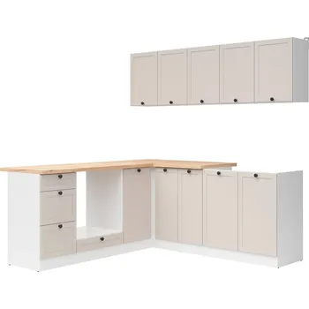 Rohová kuchyňská linka Junona Line 200x200 cm s pracovní deskou - Black Red White - BRW 200x cm