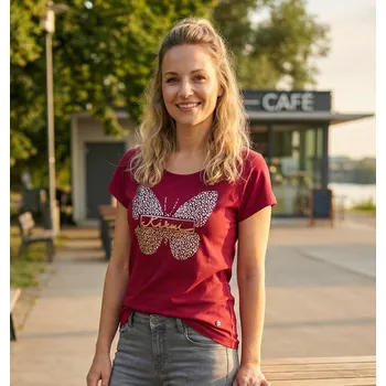 Dámské tričko Dámské triko KIXMI ROSIE VÍNOVÁ XS