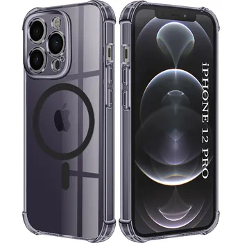 Pouzdro na mobilní telefon Techsuit - nárazuvzdorný průhledný silikonový MagSafe - iPhone 12 Pro - kouřově černý