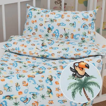 Povlečení Dětské bavlněné povlečení do postýlky Sandra SA-535 Mořská zvířátka na světle modrém Do postýlky 90x140 a 50x70 cm