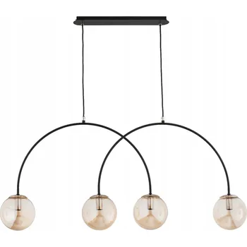 Černé závěsné svítidlo s jantarovými koulemi 4xE14 10W BENDO Alfa