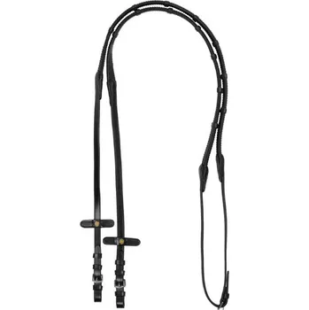 Otěže EQUESTRO gumové se zarážkami black FULL