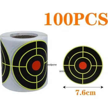Čištění zbraně 100 ks Samolepicí papírové střelecké terče 7,6 cm Reaktivní rozstřikové na roli Krycí nášivky Změna barvy