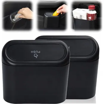 Odpadkový koš Závěsný koš do auta DKM s víkem, černý, 15,5 x 6,5 x 14 cm