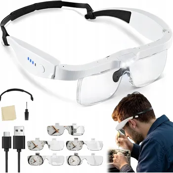 Lupa ZVĚTŠOVACÍ HODINÁŘSKÉ BRÝLE LUPA 0,75x - 4x S LED SVĚTLEM