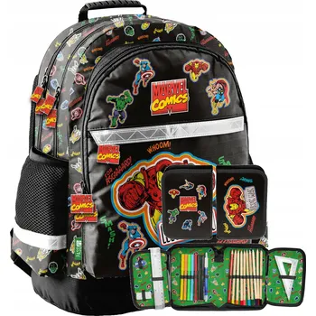 Školní batoh Školní batoh vícekomorový Avengers Paso černý, červený, modrý, odstíny žluté a zlaté, vícebarevný, zelený 22 l