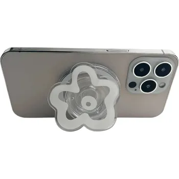 Magnetický držák na telefon pro iPhone Plastový květinový stojánek s magnetem Stylový dekorativní držák na mobil na stůl i do auta bílá