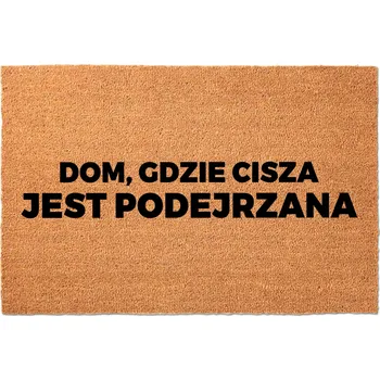 Rohožka KOKOSOVÁ VSTUPNÍ ROHOŽKA 40X60CM VTIPNÁ S NÁPISEM "Ticho je podezřelé"