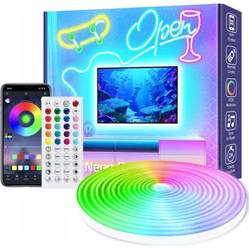LED páska LED pásek 6M NEON 5050 RGB ovládání APLIKACÍ DÁLKOVÝ OVLADAČ DUHA 24V IP65