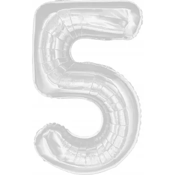 Balónek Fóliový balónek ČÍSLICE 5 STŘÍBRNÝ 100 cm - velký balónek na hélium ve tvaru číslice