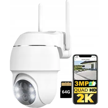 Bezpečnostní kamera 3MPx VENKOVNÍ OTOČNÁ KAMERA 2K ULTRA HD IP WiFi DETEKCE ALARMU S 64GB