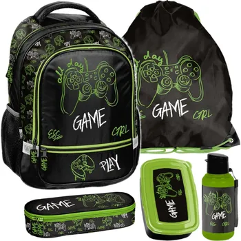 Školní batoh Školní batoh vícekomorový Paso černý, vícebarevný, zelený 1 l