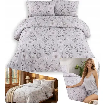 Povlečení SADA POVLEČENÍ ROSA 160x200 cm KVĚTINY BAVLNA SATÉN Č. 1 POLSKO