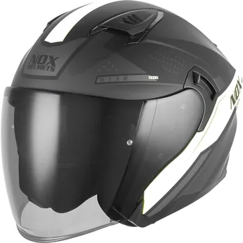 Helma na motorku Otevřená helma na motorku NOX N130 EKTO matná černo-bílá XL