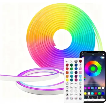 LED páska 6m LED pásek 5050RGB NEON FLEX 24V Ovládání Aplikací, Dálkový Ovladač a Zdroj IP65