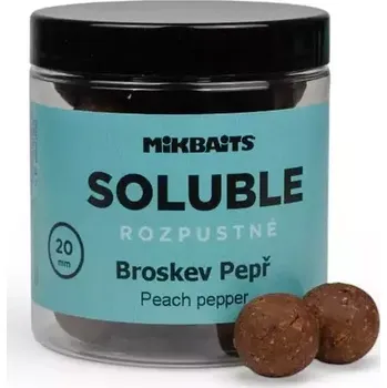 MIKBAITS Rozpustné SOLUBLE boilie 250ml - Broskev Pepř 20mm