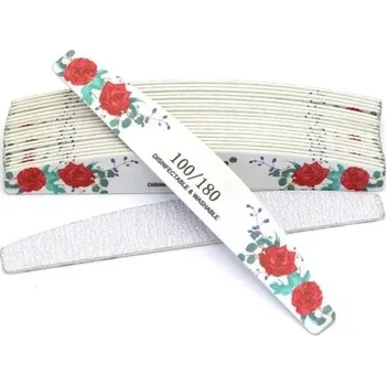 10 ks Profesionální pilníky na nehty 17,8 x 2,8 x 0,2 cm Dřevěný pilník s brusným papírem Pro manikúru a pedikúru červená