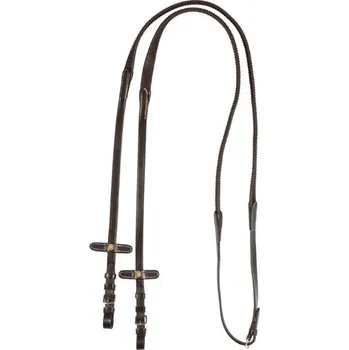 Otěže EQUESTRO s gumovým gripem tečky brown FULL