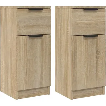 Noční stolek Noční stolek s dvířky a zásuvkou, dub sonoma, 30x30x70 cm