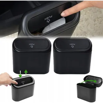 Odpadkový koš Odpadkový koš do auta, malý odpadkový koš s víkem Klips Černá nádoba