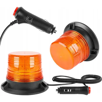 Maják Výstražná LED lampa 12V 24V oranžová na magnet maják blikající
