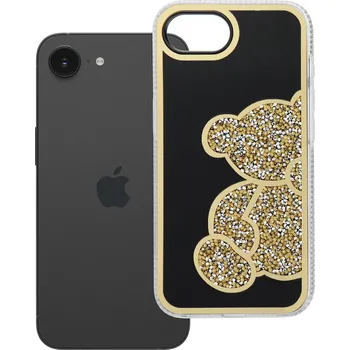 Náhradní díl pro mobilní telefon Kryt Teddy Bear iPhone 16E (SE 4 2025) zlaté
