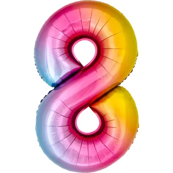 Balónek Fóliový balónek ve tvaru číslice 8, duhový, 100 cm